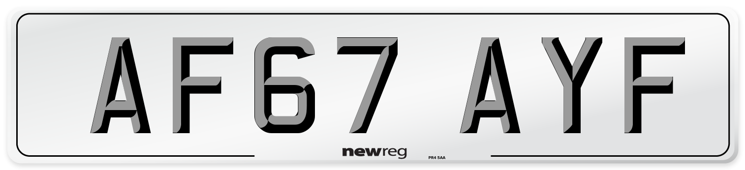 AF67 AYF Number Plate from New Reg